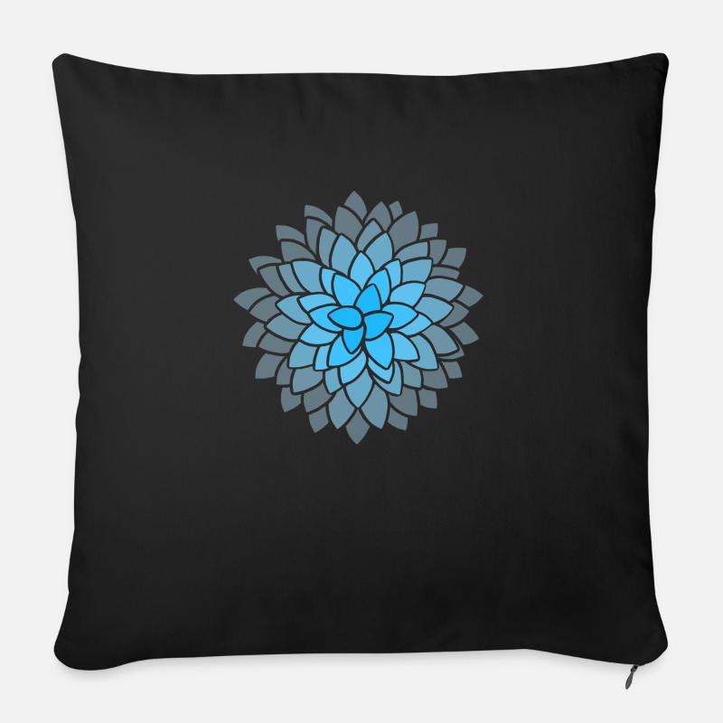 MUMS Flower Hellblau Blumen - Sofakissen mit Füllung 45 x 45 cm - Schwarz