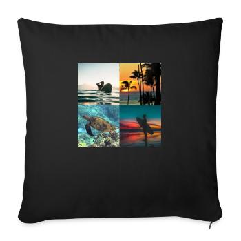 Hawaï surfer sur l’eau d’été beach cadeau - Coussin et housse de 45 x 45 cm - noir - Devant