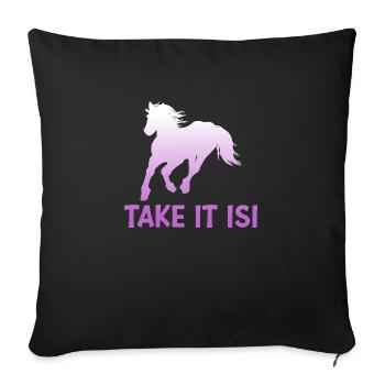 Take it Isi Islandpferd Schimmel Isländer - Sofakissen mit Füllung 45 x 45 cm - Schwarz - Vorne