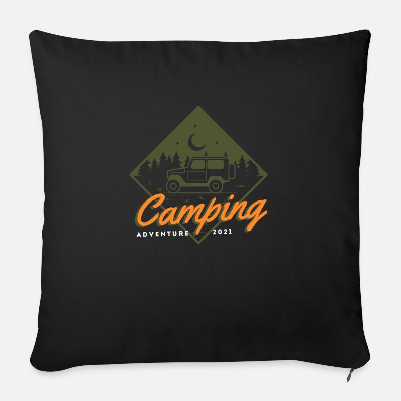 Camping Adventure 2021 - Sofakissen mit Füllung 45 x 45 cm - Schwarz