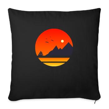boat in sunset - Coussin et housse de 45 x 45 cm - noir - Devant