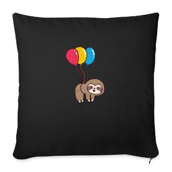 Levage de paresseux avec ballons Anniversaire amusant - Coussin et housse de 45 x 45 cm - noir - Devant