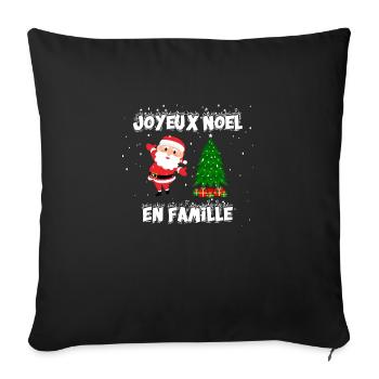 Joyeux Noel en Famille - Coussin et housse de 45 x 45 cm - noir - Devant