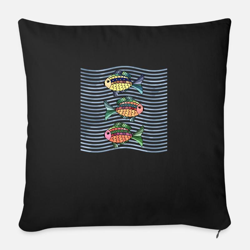 Fische - Sofakissen mit Füllung 45 x 45 cm - Schwarz