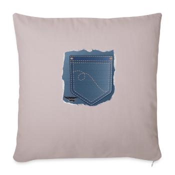 torn jeans fabric with trouser pocket - Sofa pillow with filling 45cm x 45cm - light taupe - Front