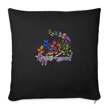Hippie Soul Butterfly peace in love - Sofa pillow with filling 45cm x 45cm - black - Front