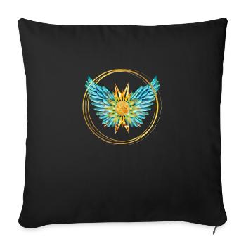 Sign of Light, Wings, Sun, SSL, Gold Rings - Sofa pillow with filling 45cm x 45cm - black - Front