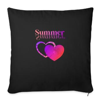 Summer Heart Purple Red - Sofa pillow with filling 45cm x 45cm - black - Front