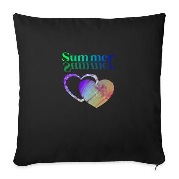 Cœur d’été Vert Bleu - Coussin et housse de 45 x 45 cm - noir - Devant