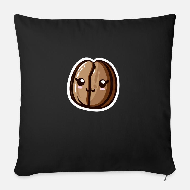 Kawaii Kaffeebohne - Sofakissen mit Füllung 45 x 45 cm - Schwarz