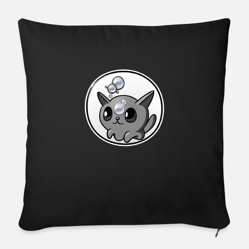 Seifenblasen Katze - Sofakissen mit Füllung 45 x 45 cm - Schwarz
