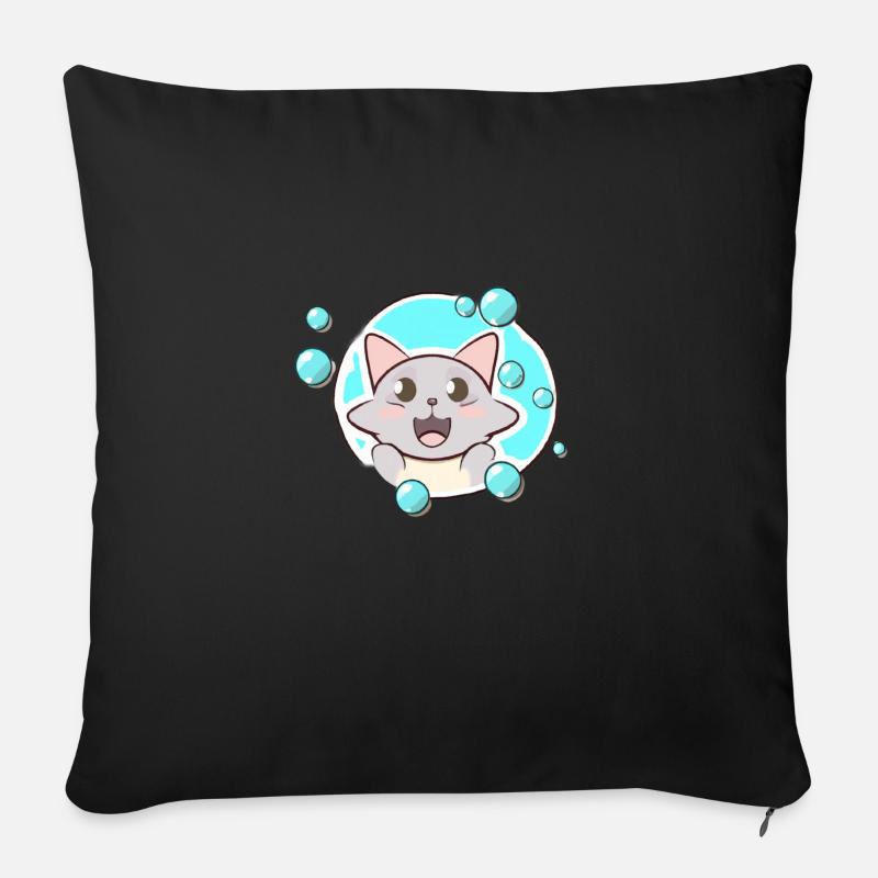 Seifenblasen Katze - Sofakissen mit Füllung 45 x 45 cm - Schwarz