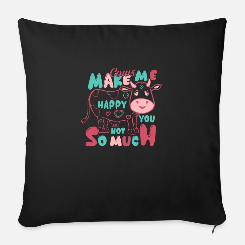 Kühe machen mich glücklich dich nicht so sehr - Sofakissen mit Füllung 45 x 45 cm - Schwarz