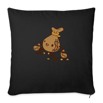 Happy Walking Money Bag Comic - Sofa pillow with filling 45cm x 45cm - black - Front