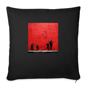 Banksy-Style Graffiti From The War Scene - Sofa pillow with filling 45cm x 45cm - black - Front