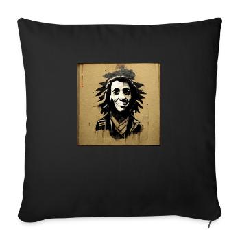 Peinture à croquis rastafari - Coussin et housse de 45 x 45 cm - noir - Devant