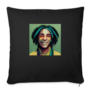 Peinture à l’huile rastafari - Coussin et housse de 45 x 45 cm - noir - Devant