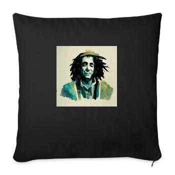 Peinture à croquis rastafari - Coussin et housse de 45 x 45 cm - noir - Devant