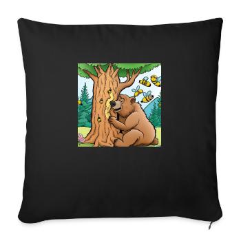 Le grizzli mange du miel - Coussin et housse de 45 x 45 cm - noir - Devant