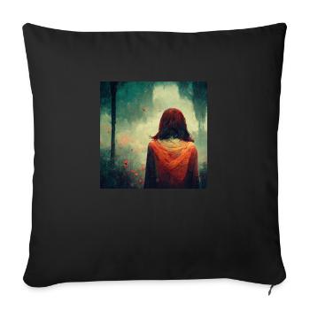 Woman Staring Into The Forest - Sofa pillow with filling 45cm x 45cm - black - Front