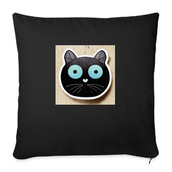 Chat de dessin animé mignon - Coussin et housse de 45 x 45 cm - noir - Devant