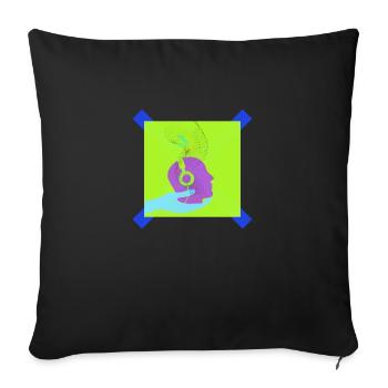 urban-relax Kopf auf der Hand hört Musik - Sofakissen mit Füllung 45 x 45 cm - Schwarz - Vorne
