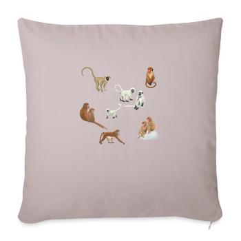 Asian monkeys - Sofa pillow with filling 45cm x 45cm - light taupe - Front