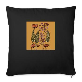 Drawing Fine Line Flowers Orange yellow Colorful - Sofa pillow with filling 45cm x 45cm - black - Front