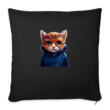 Chat avec pull - Coussin et housse de 45 x 45 cm - noir - Devant