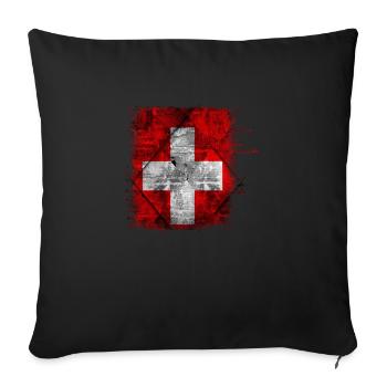 Drapeau de la Suisse - Coussin et housse de 45 x 45 cm - noir - Devant