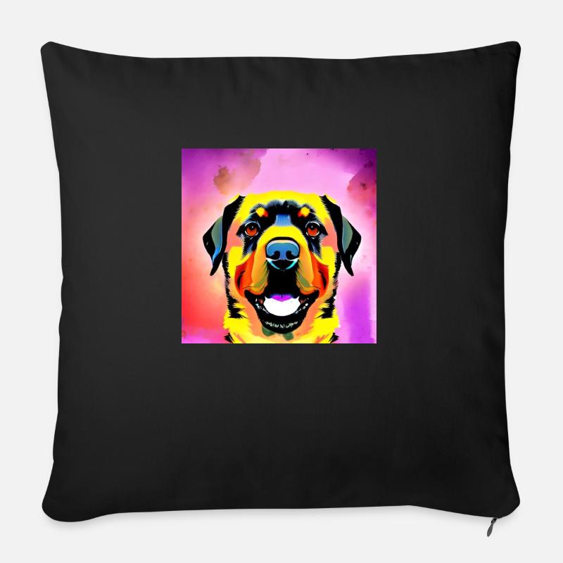 Regenbogen Glücklicher Hund - Sofakissen mit Füllung 45 x 45 cm - Schwarz
