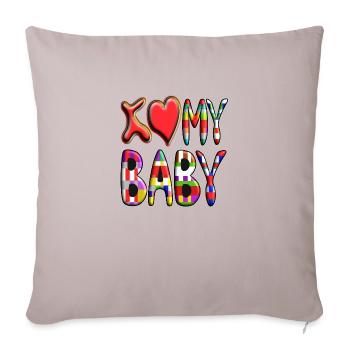 J’aime / coeur mon bébé - Coussin et housse de 45 x 45 cm - taupe clair - Devant