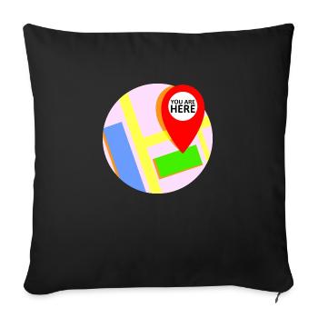 Karte Standort "you are here" - Sofakissen mit Füllung 45 x 45 cm - Schwarz - Vorne