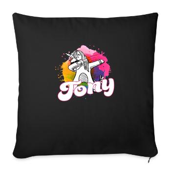 TONY - Beautiful girl name with cool unicorn - Sofa pillow with filling 45cm x 45cm - black - Front