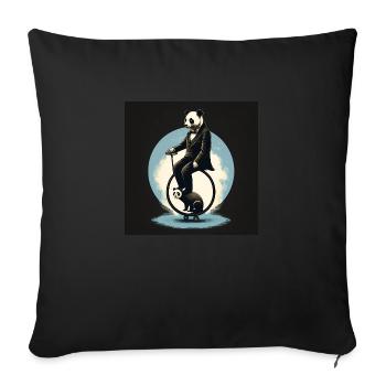 Panda élégant sur un monocycle d - Coussin et housse de 45 x 45 cm - noir - Devant