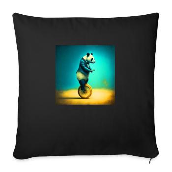 Panda élégant sur un monocycle - Coussin et housse de 45 x 45 cm - noir - Devant