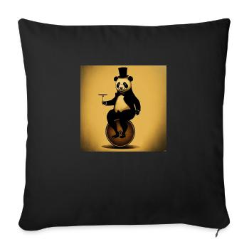 Panda élégant sur le monocycle e - Coussin et housse de 45 x 45 cm - noir - Devant