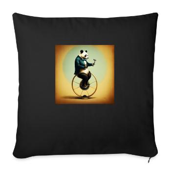 Panda élégant sur un monocycle - Coussin et housse de 45 x 45 cm - noir - Devant