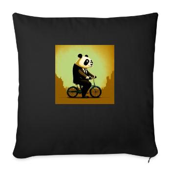 Élégant panda sur un vélo 5 - Coussin et housse de 45 x 45 cm - noir - Devant