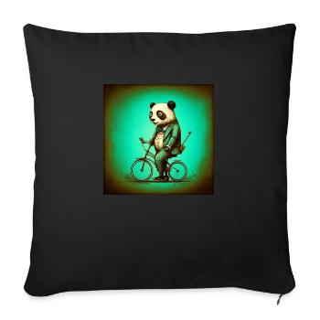 Panda élégant sur un vélo 1 - Coussin et housse de 45 x 45 cm - noir - Devant