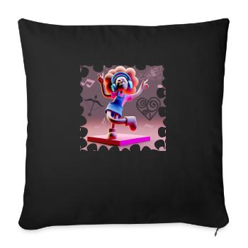 DRÔLE D’ILLUSTRATION MUSICALE FILLE 16 - Coussin et housse de 45 x 45 cm - noir - Devant