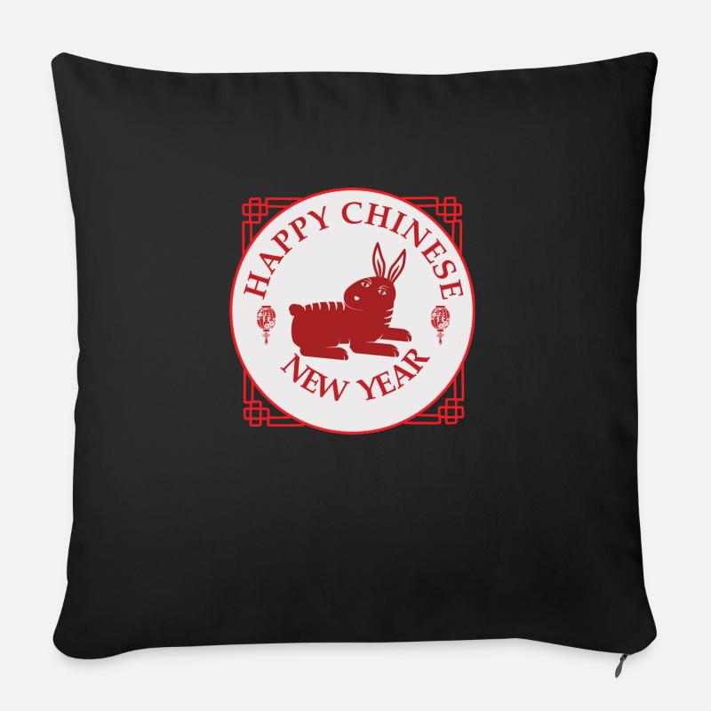 Nouvel An chinois - Coussin et housse de 45 x 45 cm - noir