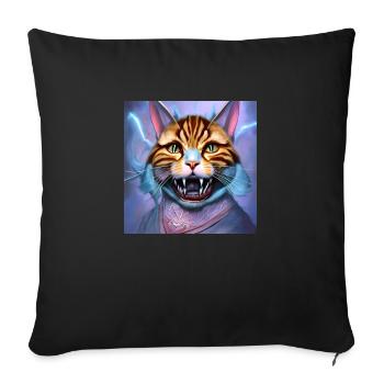 funny cats kitty with teeth - Sofa pillow with filling 45cm x 45cm - black - Front