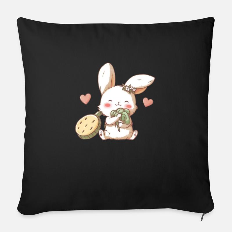 coniglio tutto cavolo - Cuscino da divano 45 x 45 cm con riempimento - nero