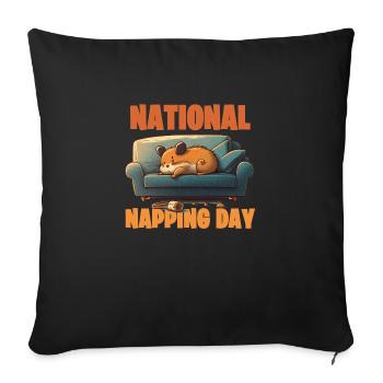 napping day hamster - hamster napping on couch - Sofakissen mit Füllung 45 x 45 cm - Schwarz - Vorne