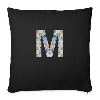 Lettre M en mandala - Coussin et housse de 45 x 45 cm - noir - Devant