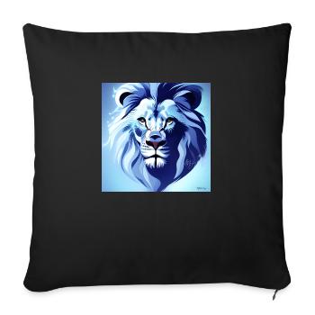 Loeweportrait bleu - Coussin et housse de 45 x 45 cm - noir - Devant