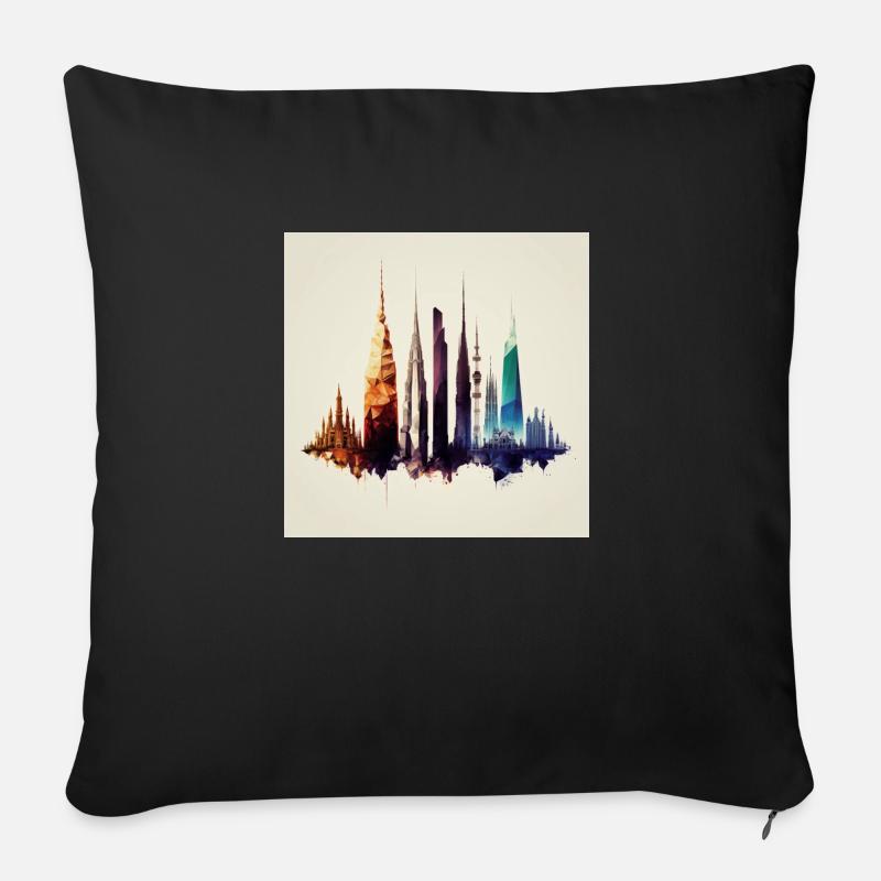 City Eiffel Tower Empire Stat - Sofakissen mit Füllung 45 x 45 cm - Schwarz