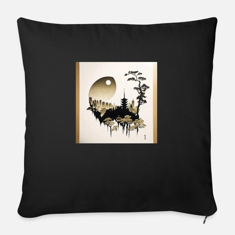 Yin Yang Skyline - Sofakissen mit Füllung 45 x 45 cm - Schwarz