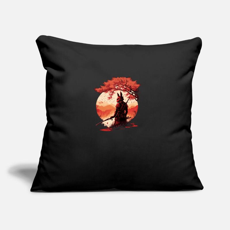 Samurai Warrior - Sakura Tree Digital Art Coussin et housse de 45 x 45 cm